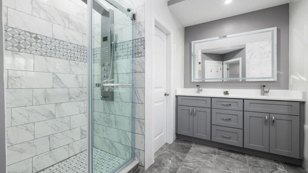 Modern bathroom with a glass shower enclosure