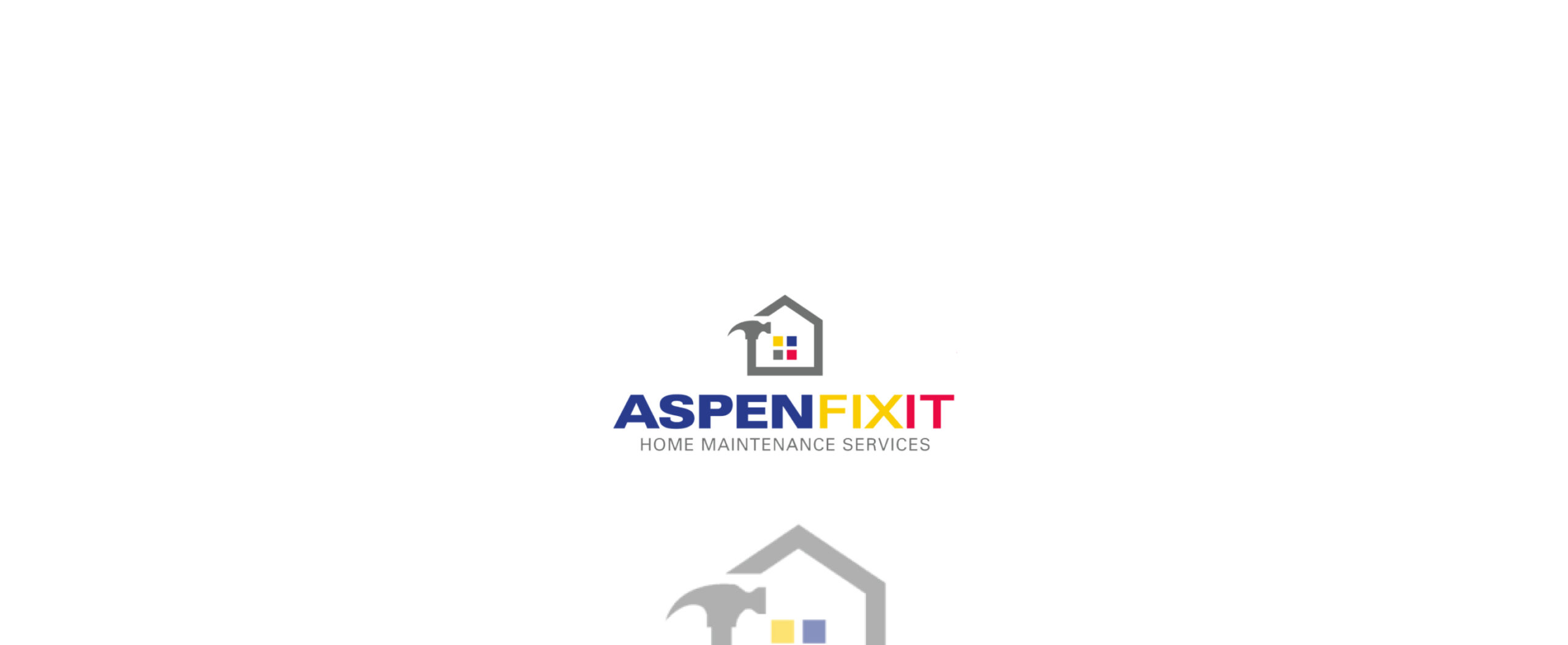Logo for "aspenfixit home maintenance services" featuring a stylized house icon with a wrench and screwdriver.