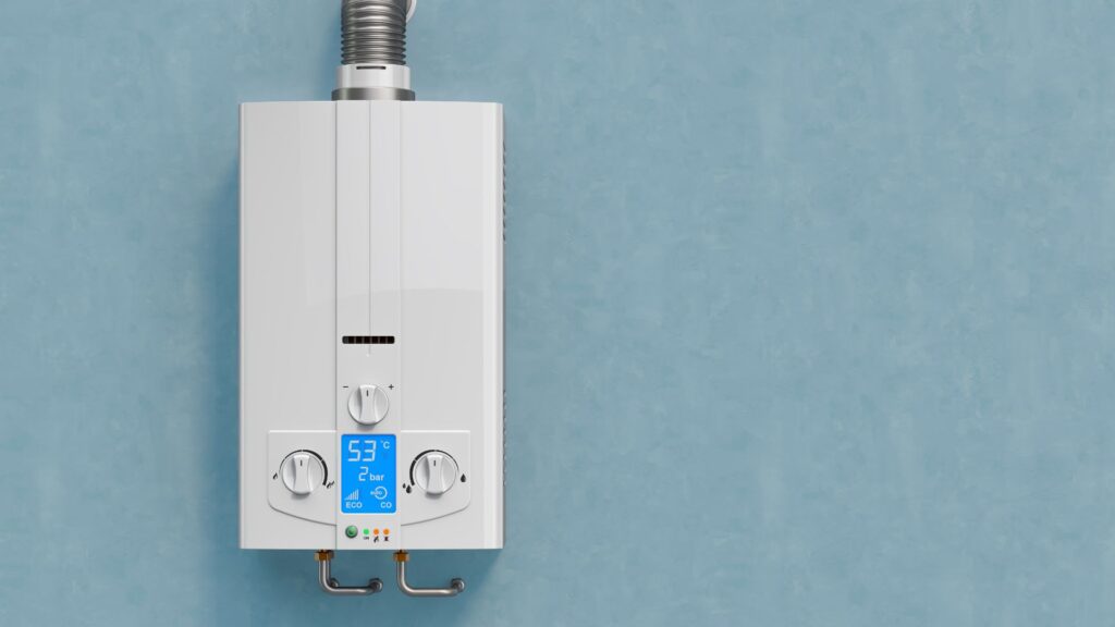 Tankless water heater on the wall