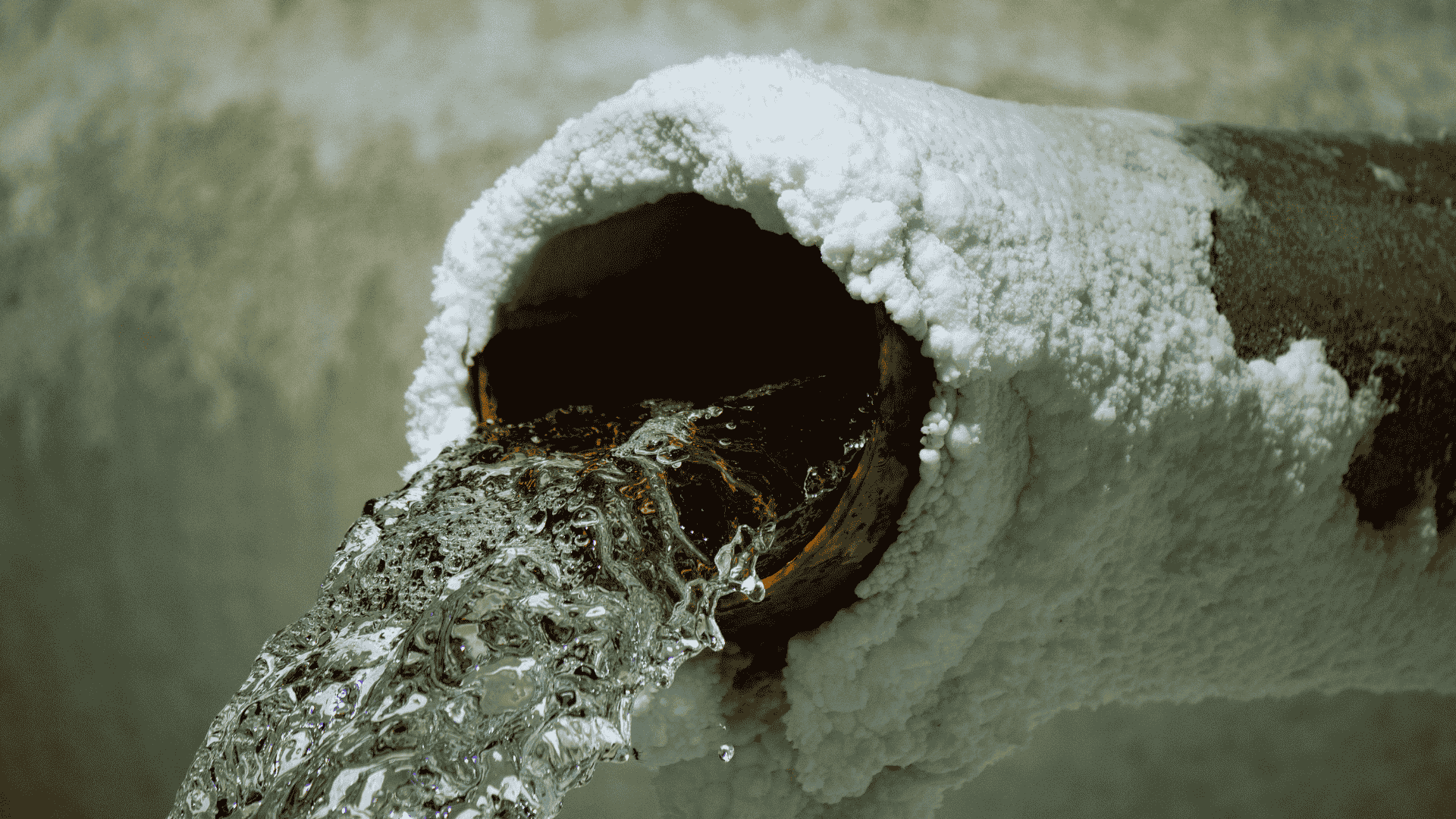 Close-up frozen water pipe