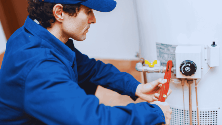Technician Installing Water Heater